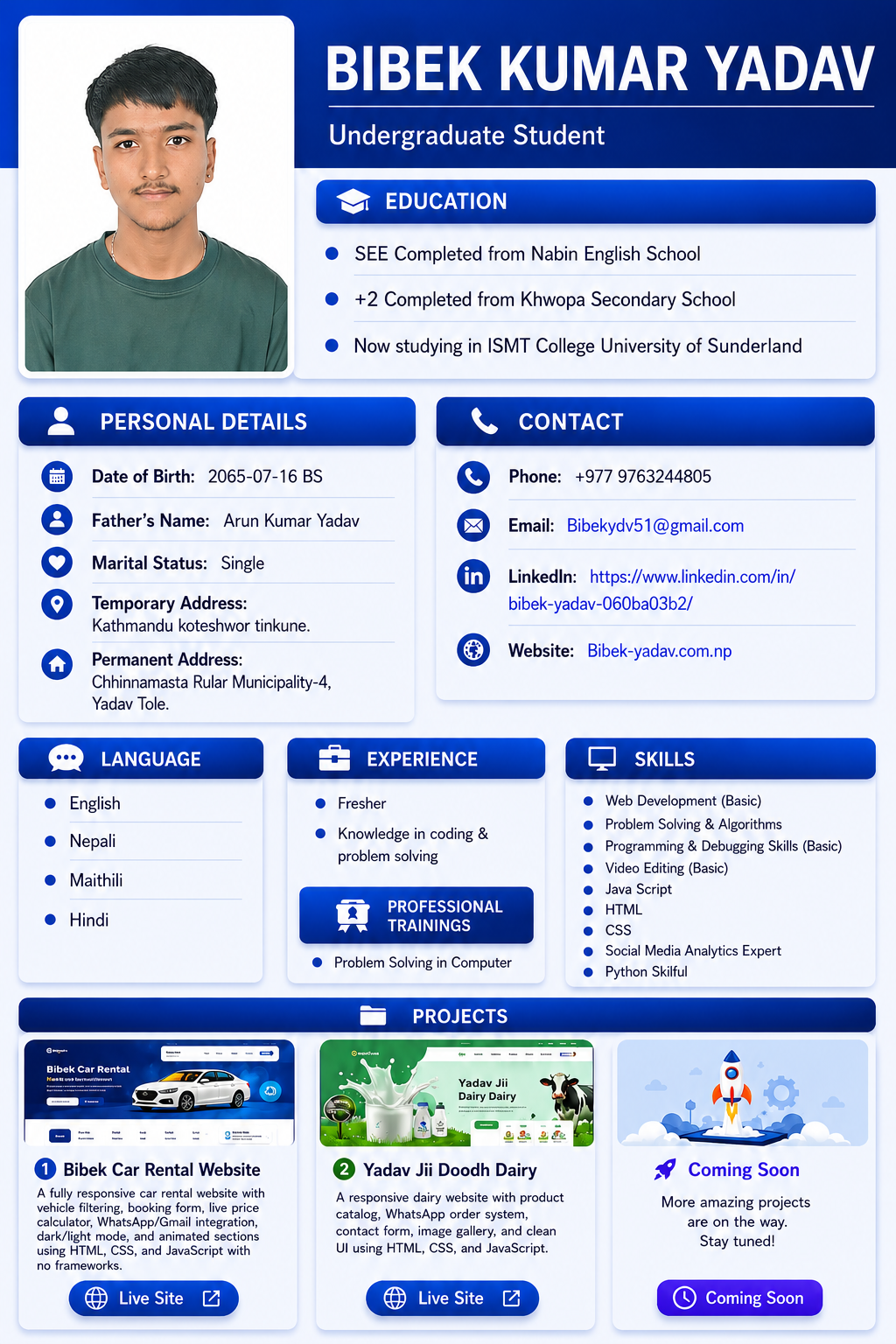 Bibek Kumar Yadav CV